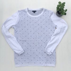 Tommy Hilfiger white & grey polka dot sweater